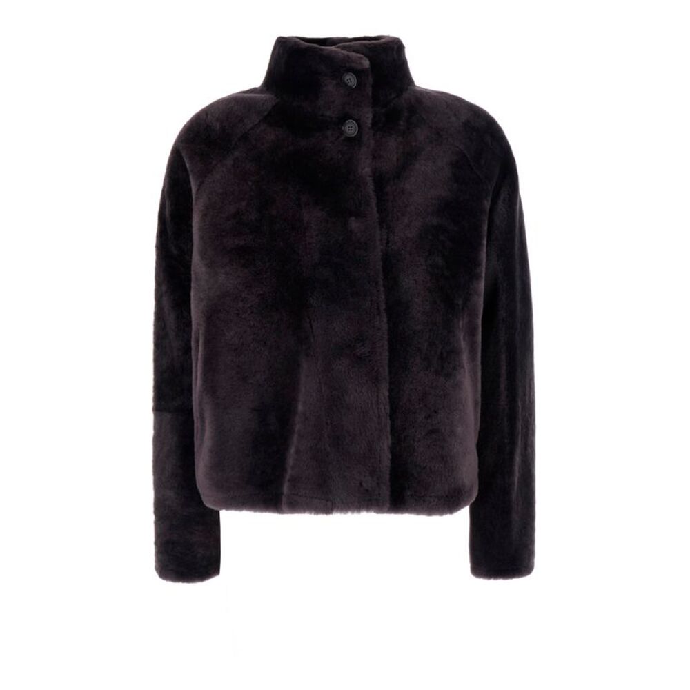 Arma Women Grey Shearling Coat With High Collar With Buttons In Fur For Women